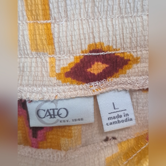 Cato Womens Aztec/Bohemian Print Skirt Pull on Drawstring Side Slits Sz Large - Picture 5 of 8